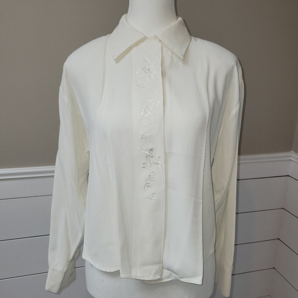 Vintage Ivory Colored "Just Maggie" Blouse -Size M